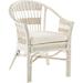Bay Isle Home™ Wittig Windsor Back Arm Chair Upholstered/Wicker/Rattan/Fabric in White | 34 H x 27 W x 26 D in | Wayfair