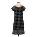 Max Studio Casual Dress - Shift: Black Grid Dresses - Women's Size X-Small
