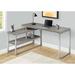 Orren Ellis Computer Desk, Home Office, Corner, Storage Shelves, 60"L, L Shape, Work, Laptop, Metal Wood/Metal in Gray | Wayfair