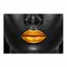 Mercer41 Black & Golden Lips, Lipstick & Beauty, Fashion Model, Acrylic Wall Decor Plastic/Acrylic in White | 24 H x 36 W x 2 D in | Wayfair