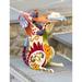 Red Barrel Studio® Henrietta Handmade Painted Folk Art Dog Indoor/Outdoor Side Table in Blue/Orange/Pink | 23.6 H x 12.2 W x 19 D in | Wayfair