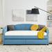Everly Quinn Marlos Simple & Fashionable Twin Size Velvet Fabric Daybed w/ Drawers & Center Support Legs Upholstered/Velvet in Blue | Wayfair