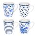 STP Goods Vintage Indigo Bone China Mugs Set Of 4 Bone China/Ceramic in Blue/Brown/White | 5 H x 4 W in | Wayfair 217504