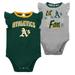 Girls Newborn & Infant Green/Heather Gray Oakland Athletics Little Fan Two-Pack Bodysuit Set