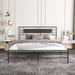 NNV Full Size Platform Metal Bed Frame with Leather Upholstered Headboard