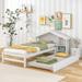 Nestfair Twin Size Wooden House Bed with Bedside Table and Trundle