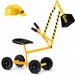 Stargo Kids Excavator Toys Sand Digger on Wheels with Hat Steel Sandbox Digger Toys for Boys Ride On Excavator Beach Toy for Sand Dirt Snow