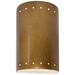 Ambiance 9 1/2"H Gold Perfs Cylinder Closed Top Wall Sconce