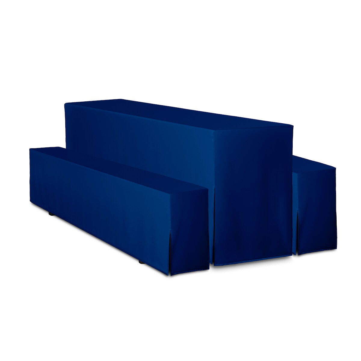 TexDeko Hussen für Bierzeltgarnitur Premium blickdicht 3TLG SET Biertischhusse 220x50cm Festzeltgarnitur, Blau Image