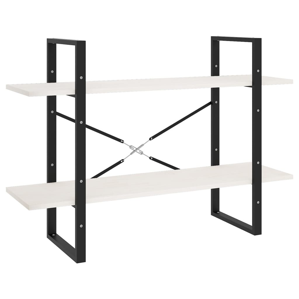 vidaXL Bücherregal 2 Fächer Weiß 100x30x70 cm Kiefer Massivholz Image