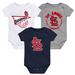 Newborn & Infant Navy/White/Heather Gray St. Louis Cardinals Biggest Little Fan 3-Pack Bodysuit Set