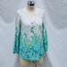 Lilly Pulitzer Tops | Ladies Silky Lilly Pulitzer Blouse, White & Aqua, Button V-Neck, 3/4 Sleeves, M | Color: Blue/White | Size: M