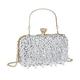 Linkidea Women Clutch Wedding Purse, Rhinestone Crystal Beaded Evening Bags, Sequin Cocktail Party Bridal Prom Vintage Handbag for Lady Girl, Silver (LI4511)