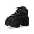 New Rock Boots Punk Rock WALL106-S12 Metallic Black Leather Platform Boots - Black 10 UK