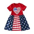 YDOJG Girls Fashion Dresses Toddler Kids Girls Clothes Summer Stripes Glitter Sequin Dress Casual Ruffle 4Th Of July Dresses Outfits