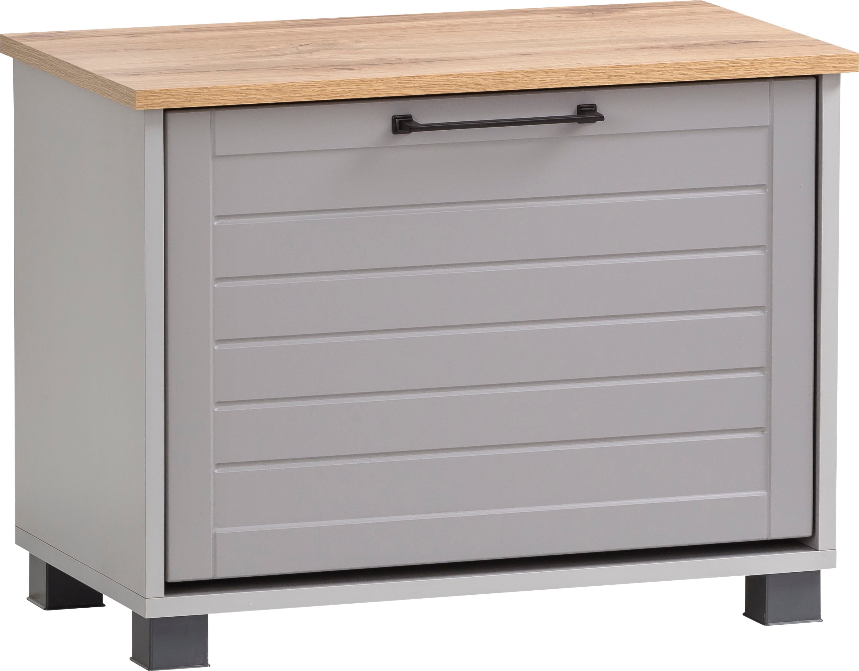 Schuhbank SCHILDMEYER "Jelda", grau (platingrau, eiche landhausfarben), B:62cm H:47,2cm T:34,1cm, FSC-zertifizierter Holzwerkstoff, Sitzbänke, Schuhbank, mit Stauraum, Breite 62 cm