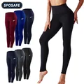 Legging taille haute avec poches pour femme bas de fitness pantalon de survêtement de course