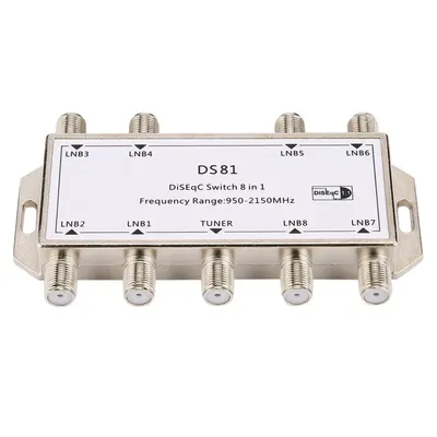 Commutateur de Signal Satellite DS81 8 en 1 DiSEqC récepteur LNB Zinc moulé sous pression chromé