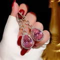 Boucles d'oreilles pendantes en argent regardé 925 avec diamant rose goutte d'eau pour femme bijoux