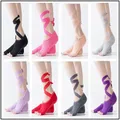 Chaussures de ballet tissées à semelle fendue pour femmes chaussons à pointe bandage chaussures de