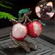 Figurine Litchi en résine changement de couleur pour animaux de compagnie Gong Fu accessoires de