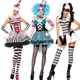 Costume de clown LYus drôle d'Halloween pour femmes mini robe irrégulière à grille uniforme