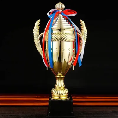 Grand Trophée de Coupe d'Or Personnalisé avec Ruban Coloré Prix pour Tournois Sportifs