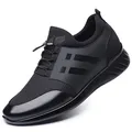 Chaussures plates décontractées en maille et cuir pour hommes chaussures de rencontre noires mode