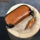 PNDcloser-Pochette vintage en cuir véritable pour homme porte-cartes et téléphone fait à la main