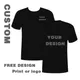 T-shirt de loisirs imprimé personnalisé pour hommes photo ou logo bricolage mode noire t-shirt