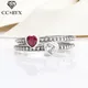 CC bagues Vintage pour femmes bijoux couleur argent cœur blanc/rouge zircone cubique noir oxydé