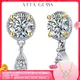 Boucles d'oreilles en diamant Moissanite pour femme plaqué or blanc 18 carats argent 925 grade D