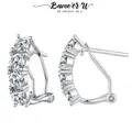 Bamoer-Boucles d'oreilles créoles en argent regardé 925 clips d'oreille Moissanite U 1CT ligne 4