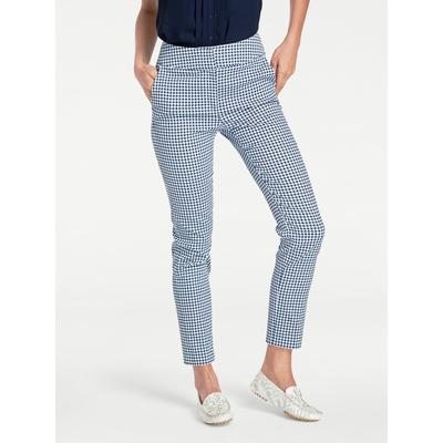 Röhrenhose HEINE, Damen, Gr. 21, Kurzgrößen, blau (marine, weiß), 71% Baumwolle, 26% Polyester, 3% Elasthan, gemustert, mehrfarbig, 7/8-Länge, Hosen Image