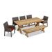 Winston Porter Donow Rectangular 8 - Person 87" Long Outdoor Dining Set w/ Cushions Wood/Teak in Brown/White | 87 W x 39.4 D in | Wayfair