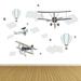 Mason & Marbles Airplane w/ Hot Air Balloons Wall Decal Vinyl in Gray/White | 80 H x 90 W in | Wayfair 21AEADA916CC4BCBB395E1D38393DD3D