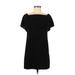 Charles Henry Casual Dress - Shift Square Short sleeves: Black Print Dresses - Women's Size X-Small