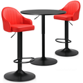 MoNiBloom 3 Piece Bar Table and Chair Set 31.5 Adjustable-Heigh Pub Table and PU Leather Bar Stools for Home Kitchen