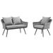 Ergode Endeavor 2 Piece Outdoor Patio Wicker Rattan Loveseat and Armchair Set - Gray Gray