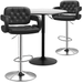 MoNiBloom 3 Piece Bar Dining and Chair Set 31.5 Round Cocktail Table and PU Leather Bar Stools with Hollow Upholstered for Pub