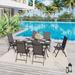 Outdoor 7-Pieces Dining Set, 6 x Reclining Folding Sling Dining Chairs and 1 Patio Dining Table