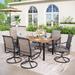 7-piece Patio Dining Set, 6 Sling Patio Swivel Dining Chairs and 1 Metal Dining Table