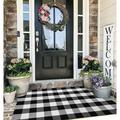 iOhouze Outdoor Rugs Buffalo Plaid Black and White 3 x5 Area Rug Cotton Woven Washable Indoor Outdoor Rug Farmhouse/Living Room/Bedroom/Kitchen Rug Retro Lattice Checkered Rug