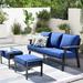 Ovios 3 Piece Outdoor Furniture All-Weather Patio Conversation Set Wicker Sectional Sofa with 5 Cushions