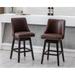 Guyou 27.5 Inch Swivel Bar Stool Set of 2 Nailhead Trim Faux Leather Upholstered Counter Height Chair with Backrest and Wooden Legs for Kitchen Island Bistro Restaurant Chocolate