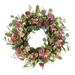 24" Vibrant Puleo International Artificial Chrysanthemum and Hydrangea Floral Spring Wreath - Green