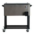 Portable Rolling Cooler Cart 80 Quart Cooler cart Ice Chest Cart Trolley Rolling Cart Cooler with Wheels Outdoor Beverage Cooler for Patio Ice Chest with Shelf Water Pipe and Bottle Opener