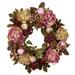 Peony Hydrangea Artificial Spring Floral Wreath, Pink Red - 24-Inch