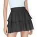 GHPKS Women s Short Pleated Skirt Sexy Flowy Party Mini Skirt Fashion Casual High Waist A-Line Ruffle Hem Tennis Skirt