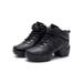 Rotosw Ladies Dance Shoes Thick Soled Sneakers Platform Jazz Shoe Casual Split Sole Square Non-Slip Black 7